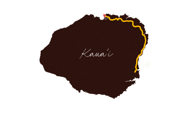 Map of Kaua'i and airport location